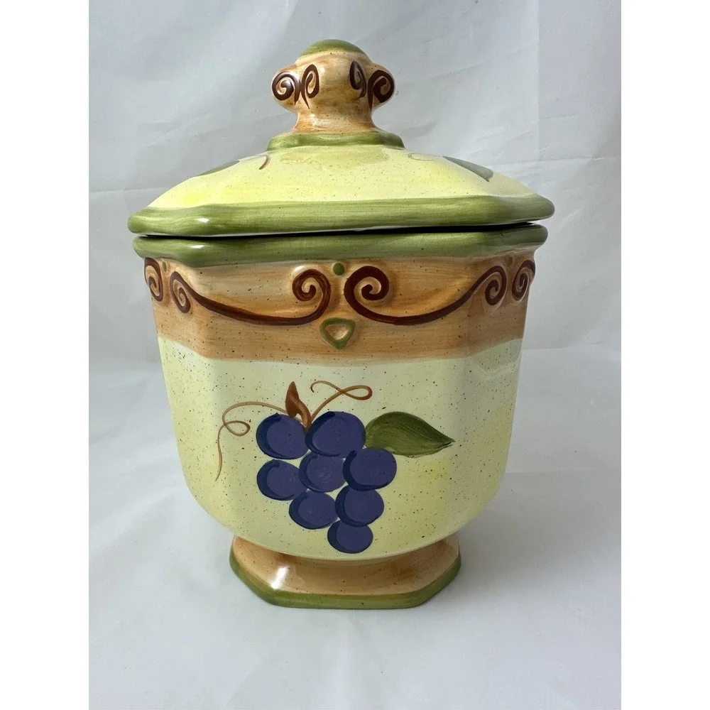 Medici Tabletops Unlimited  Canister/Cookie Jar XL Yellow Green Fruit Lid